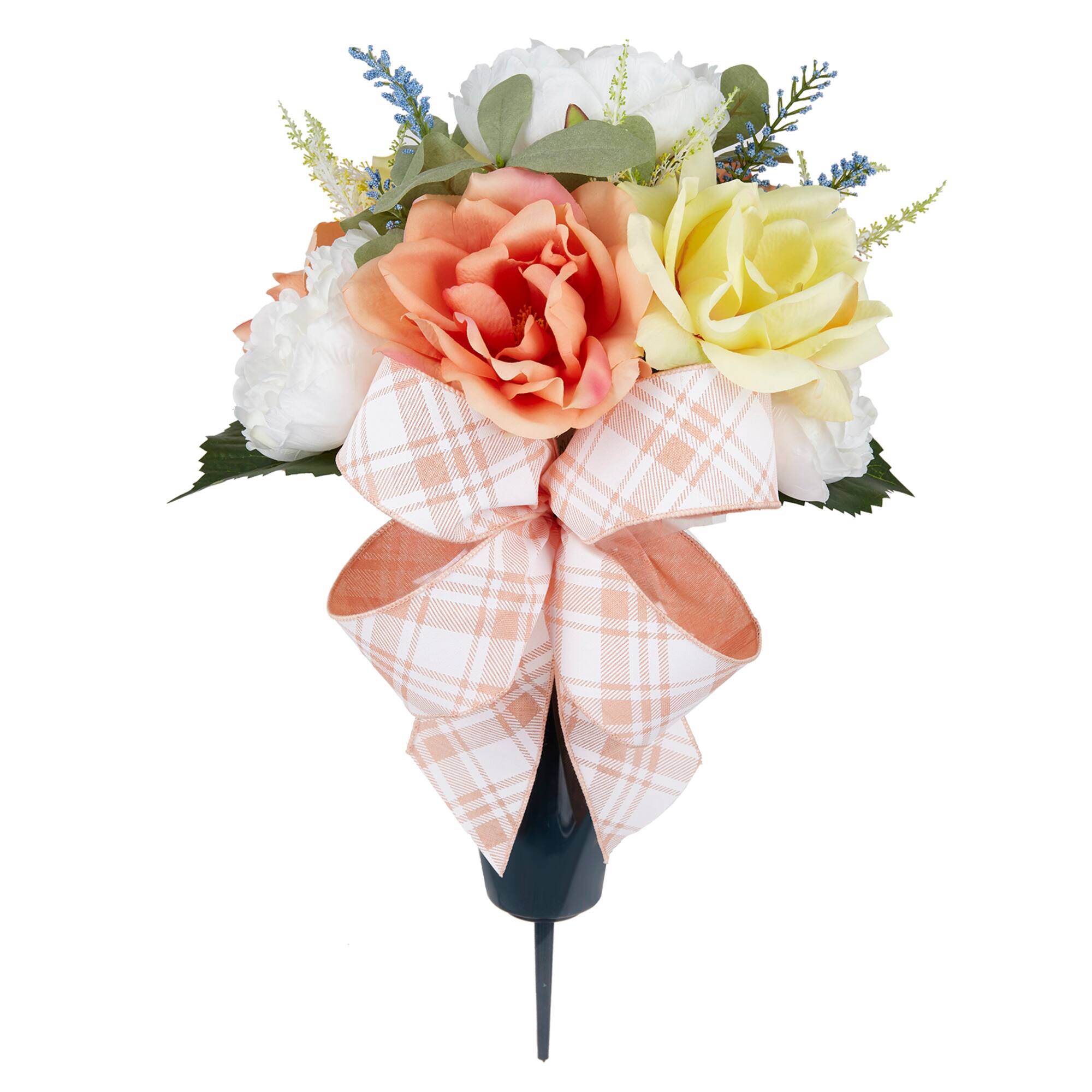 Coral & Yellow Peony & Rose Remembrance Cone by Ashland